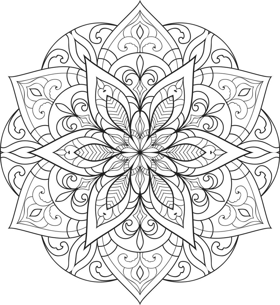 Circular Flower Mandala on White Free Vector