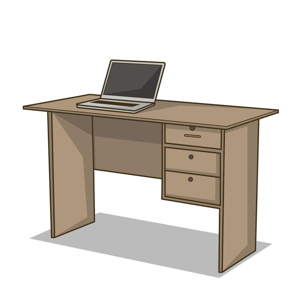 table and laptop vector