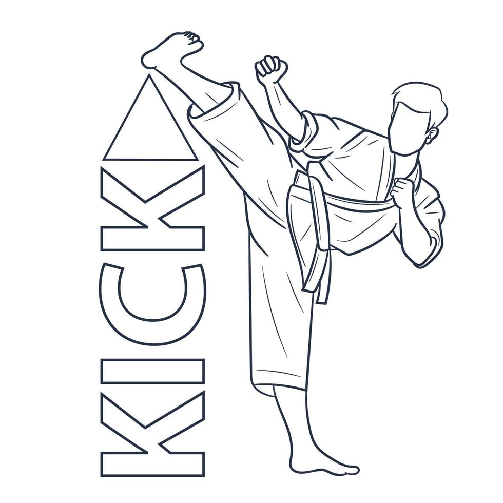 Tekwondo sketch line vector