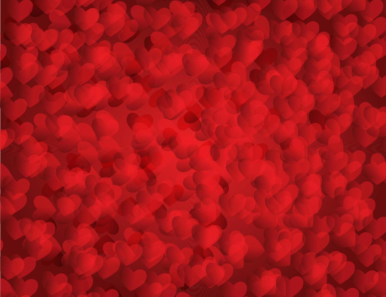 Red hearts on luxury red background. Vector Valentine's Day background. Banner for cards