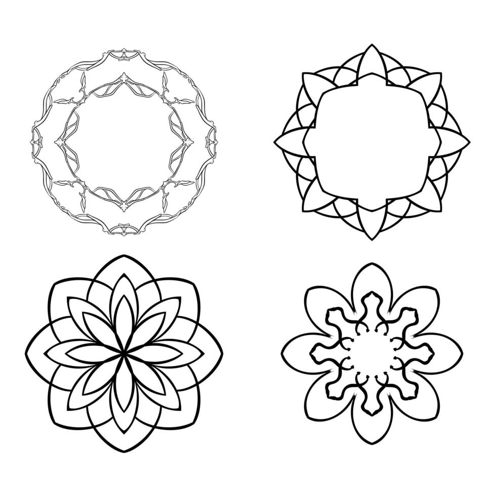 conjunto de elementos ornamentales mandala vector