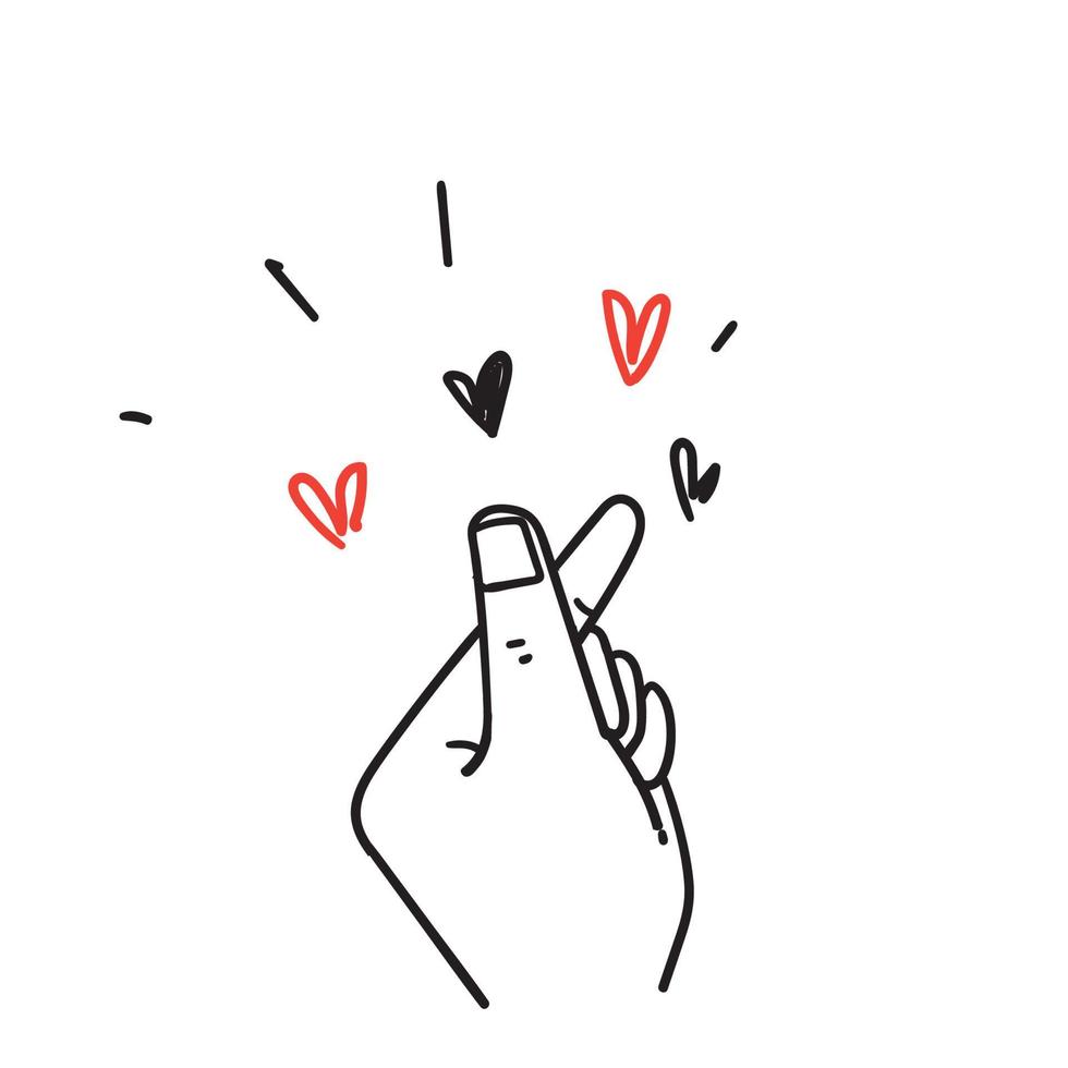 hand drawn doodle hand with love gesture illustration vector