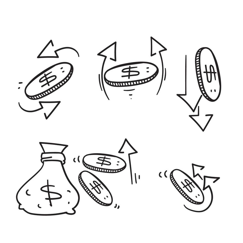 hand drawn doodle Simple Set of Money Movement illustration vector isolated