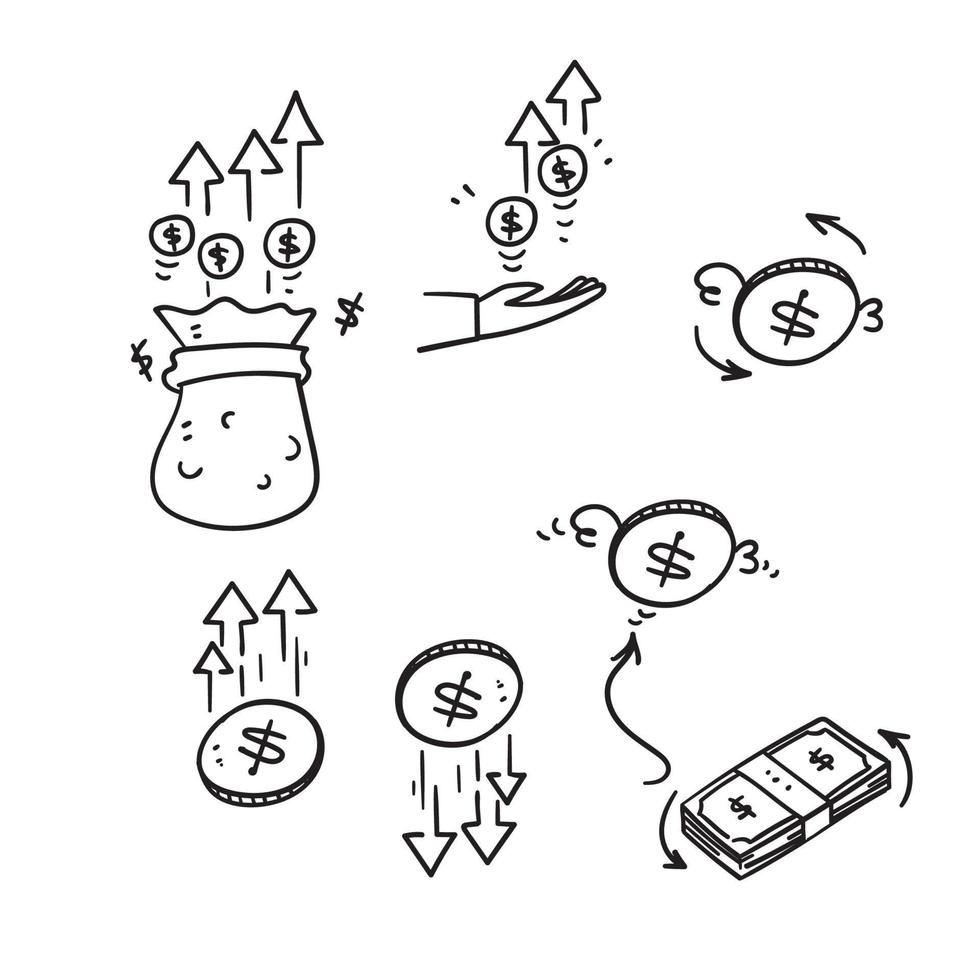 hand drawn doodle Simple Set of Money Movement illustration vector isolated