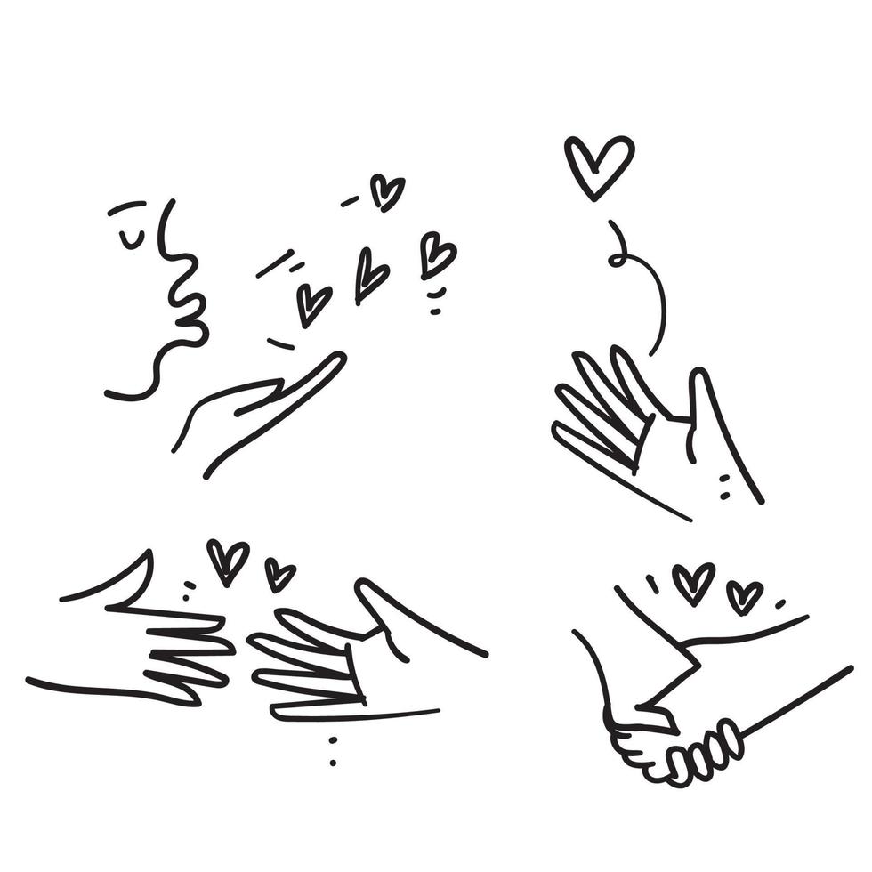 dibujado a mano doodle amistad y amor ilustración relacionada vector