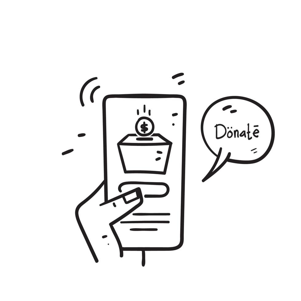hand drawn doodle digital donation illustration vector