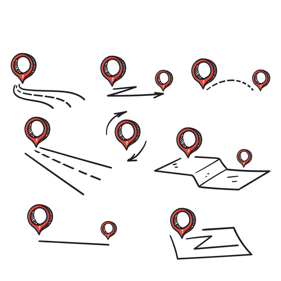 hand drawn doodle Simple Set of Route Related illustration vector