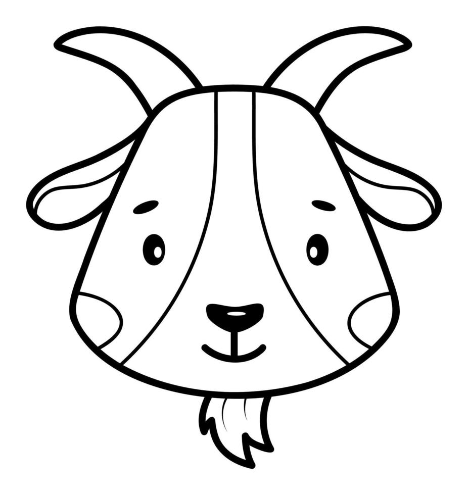 Coloring book or page for kids. Goat black and white outline illustration. vector