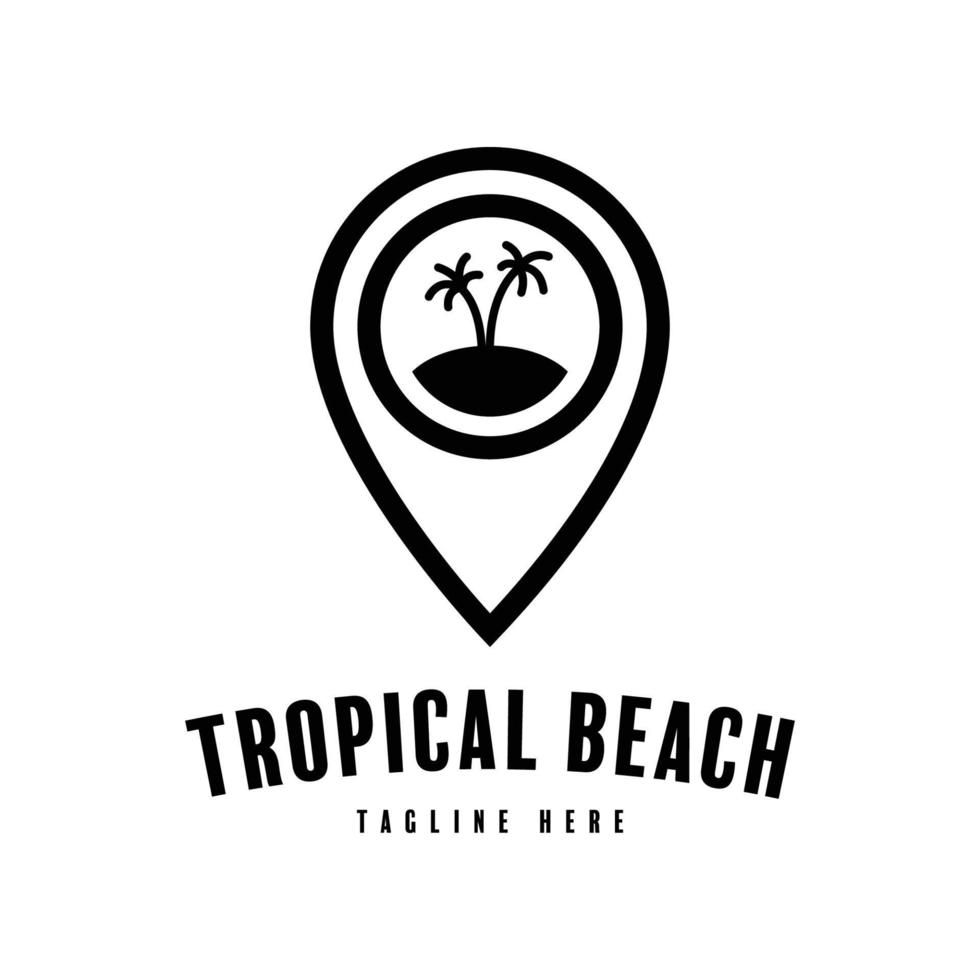 beach location sign concept silhouette logo design vector