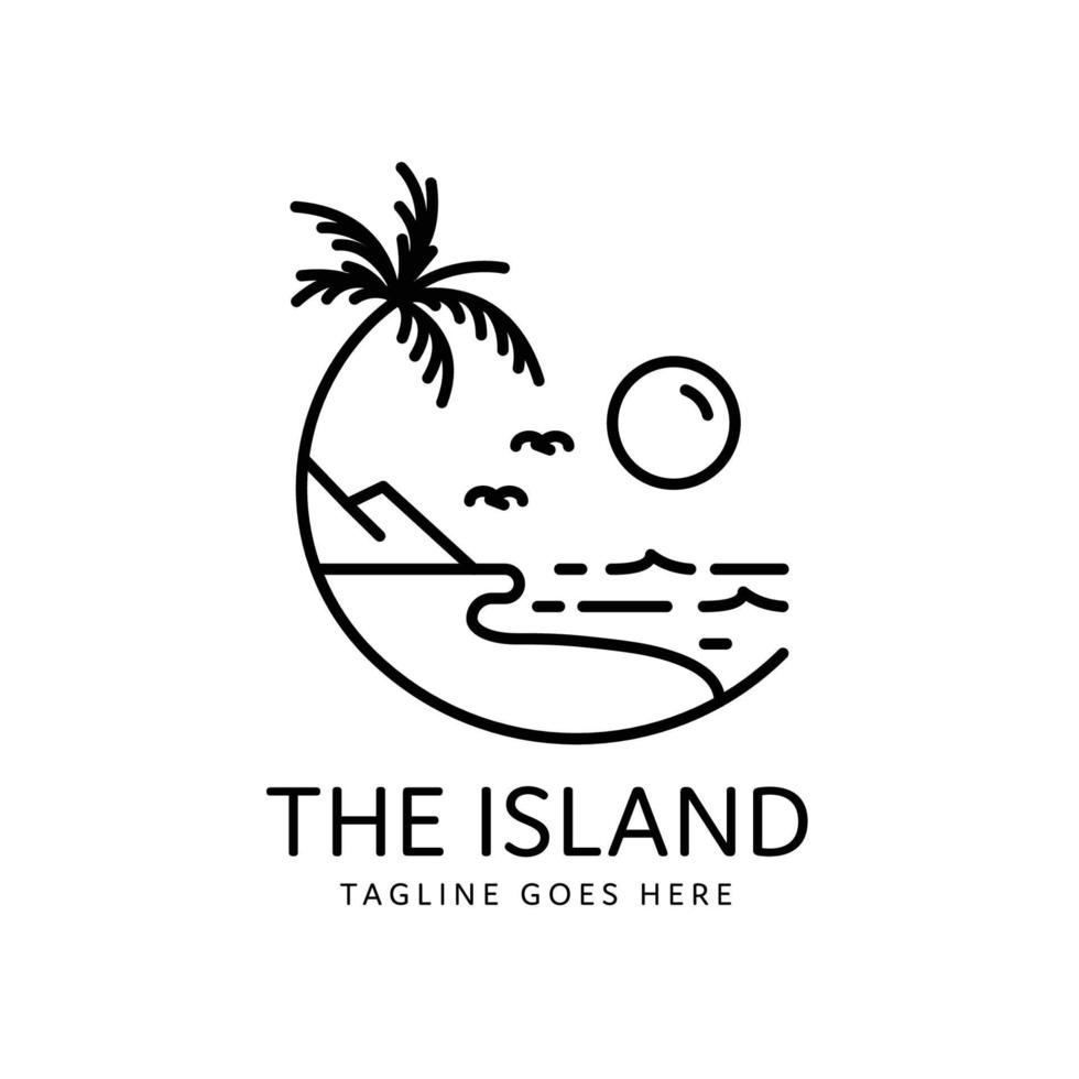 monoline tropical island paradise vector