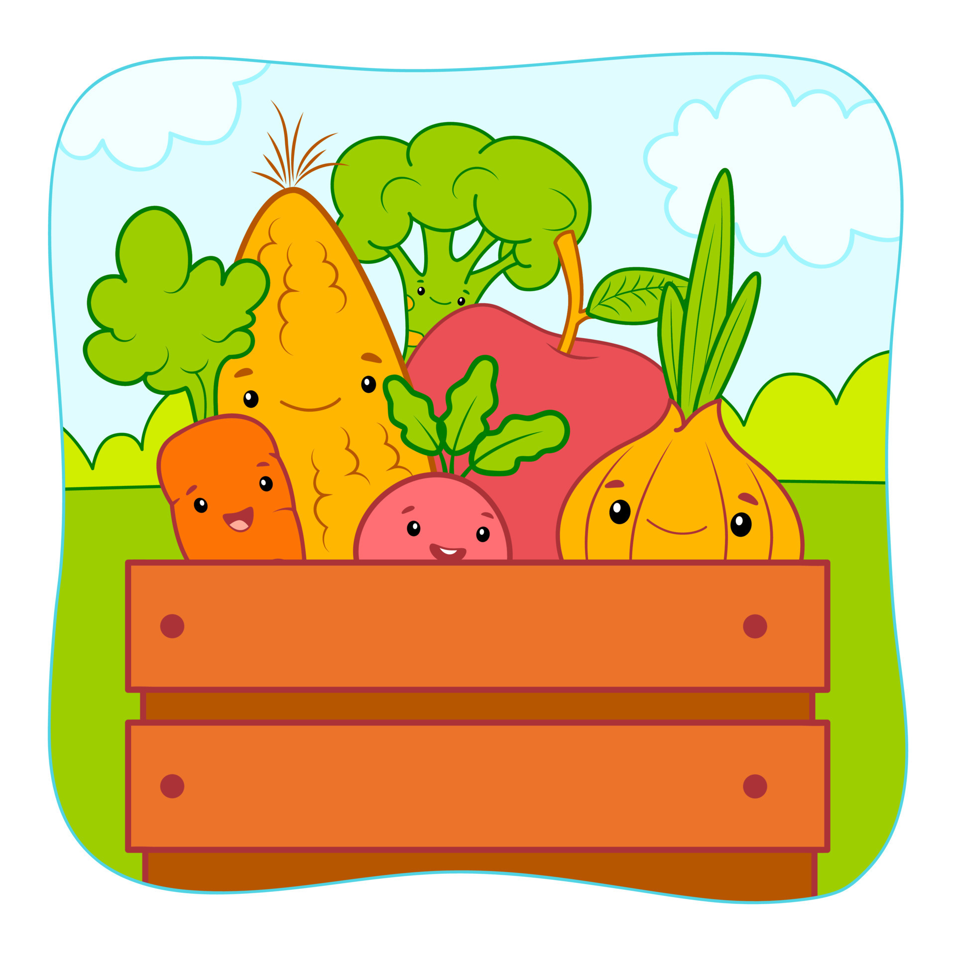 Cute Vegetables cartoon. Vegetables clipart vector illustration. Nature