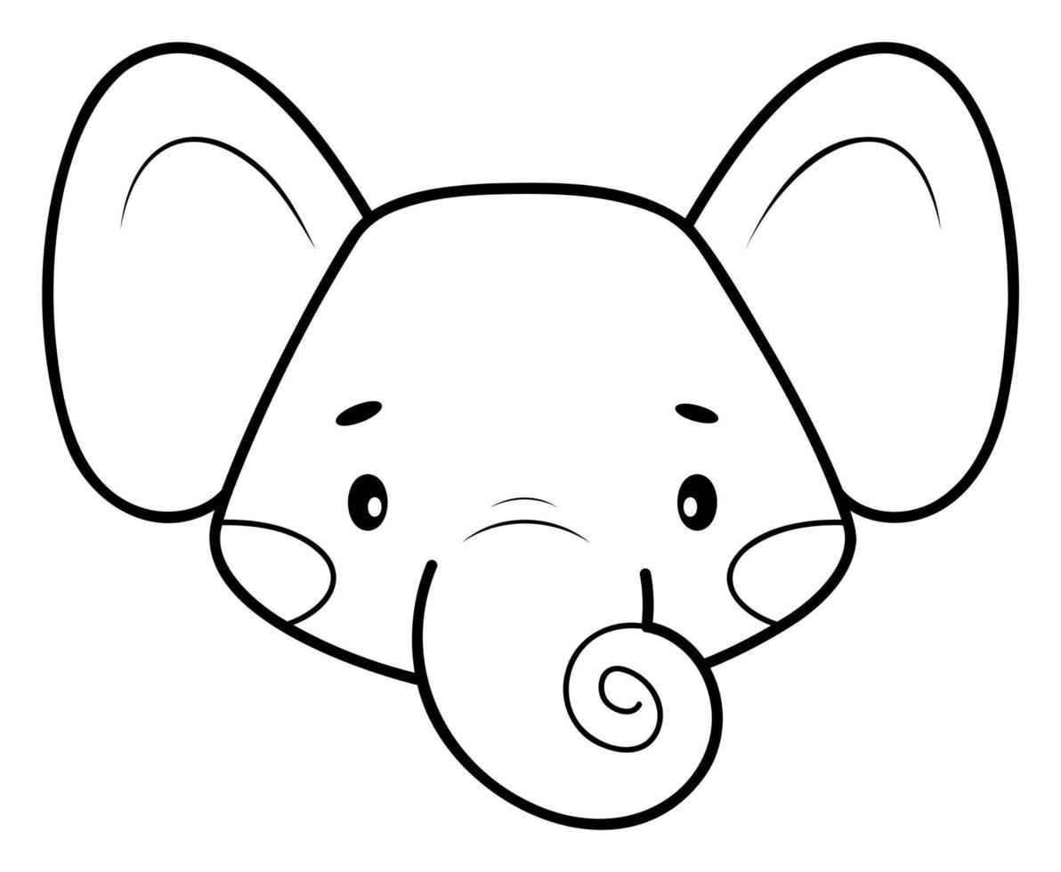 Coloring book or page for kids. Elephant black and white outline illustration. vector