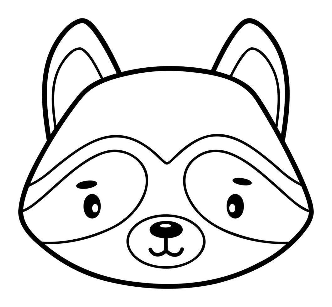 libro de colorear o página para niños. ilustración de contorno blanco y negro de mapache. vector