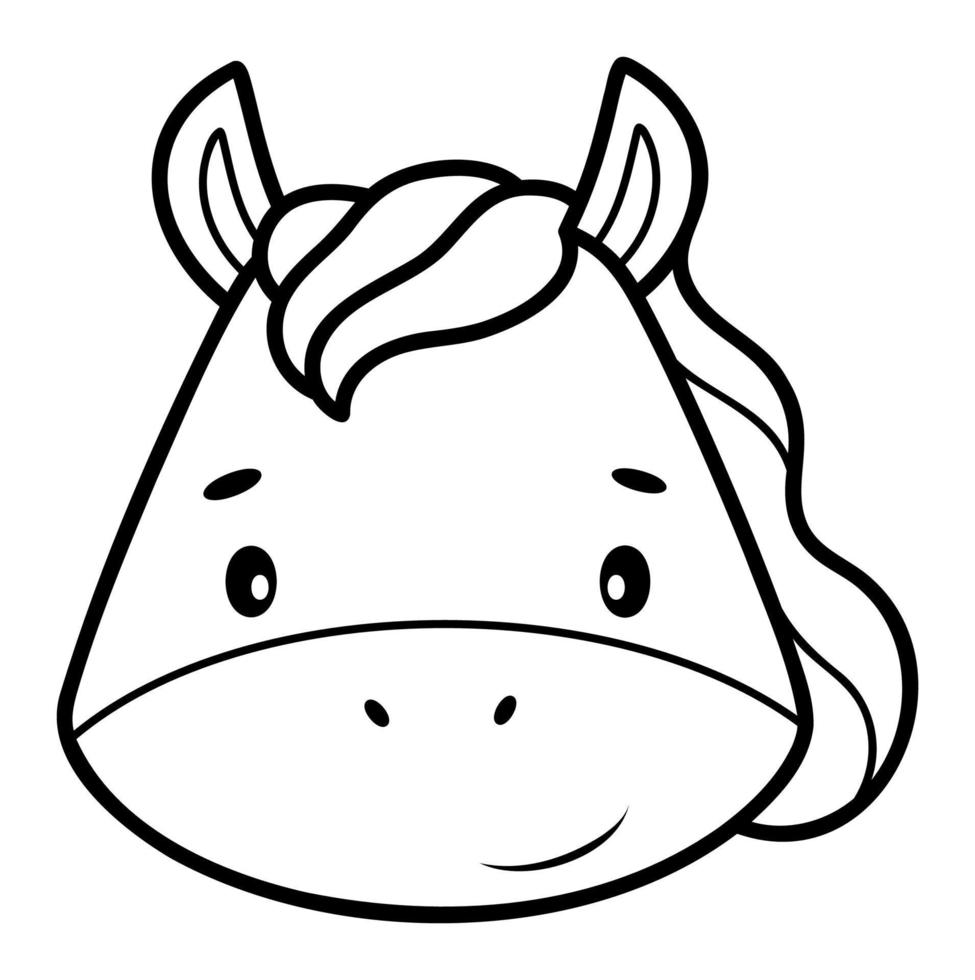 Coloring book or page for kids. Horse black and white outline illustration. vector