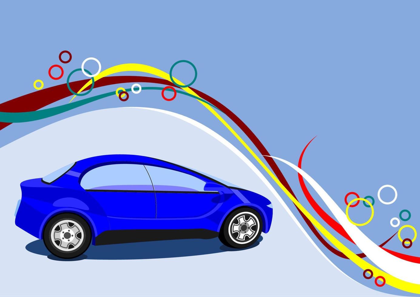 vector editable de ilustración de coche de moda con fondo decorativo