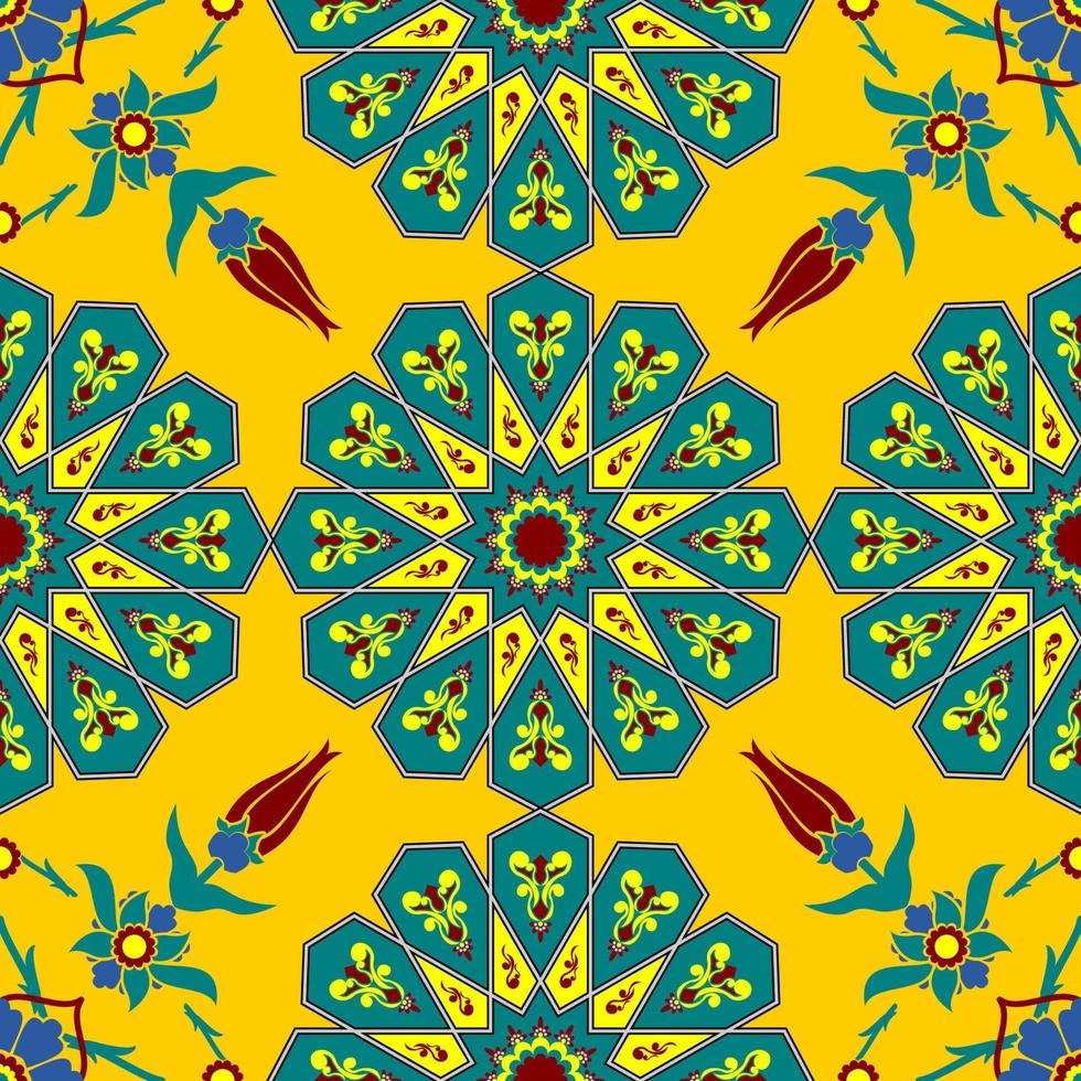 Editable Vector of Turkish Tulip Flower Illustration Seamless Pattern for Creating Background of Ottoman Culture and Tradition Related Design Project