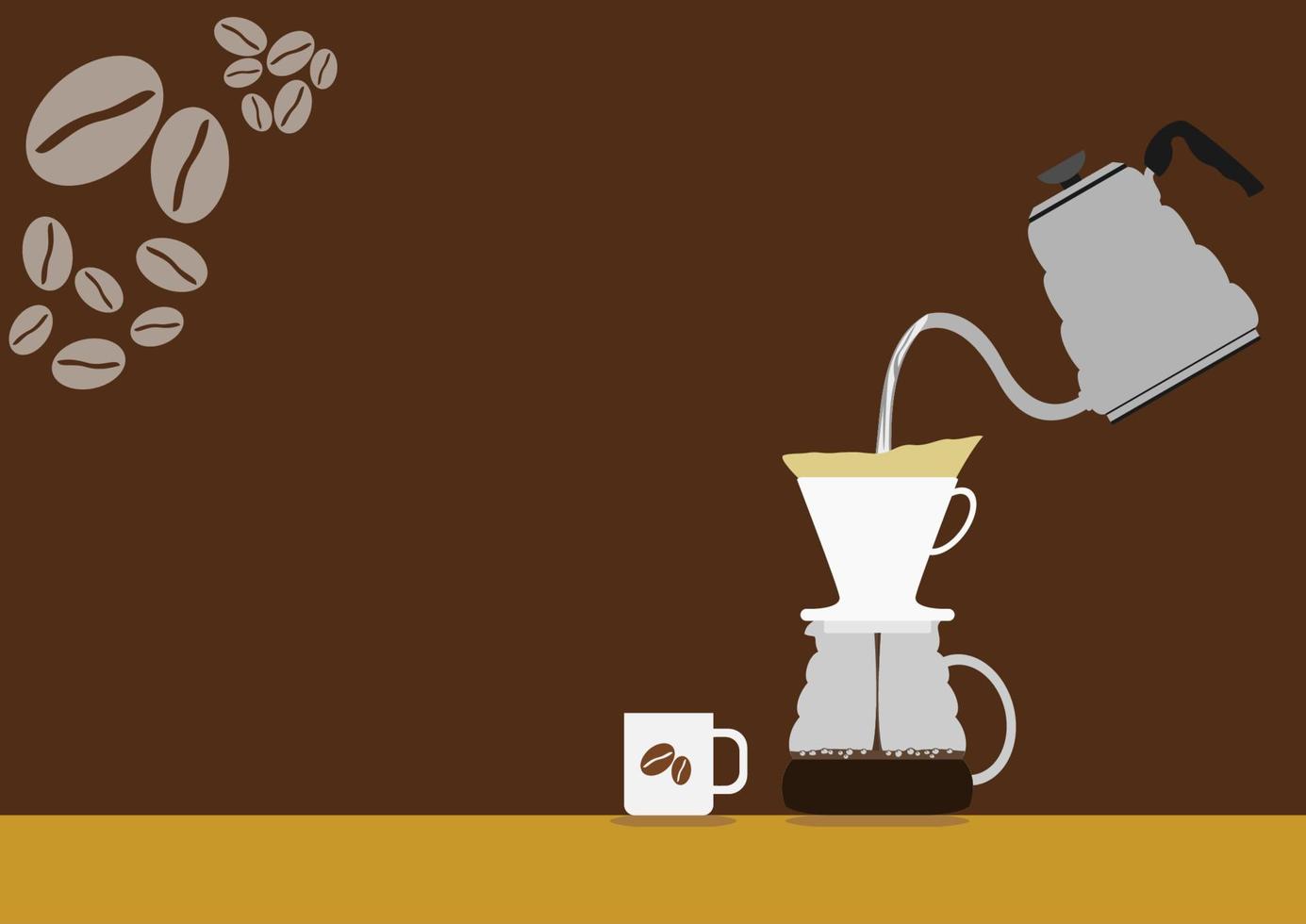Editable Pour Over Coffee Brewing Vector Illustration Text Background, Can be Used for Cafe Advertising