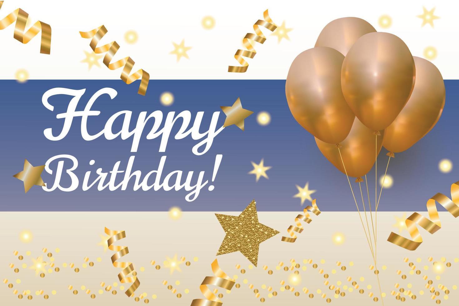 Happy birthday congratulations golden balloons confetti background poster vector