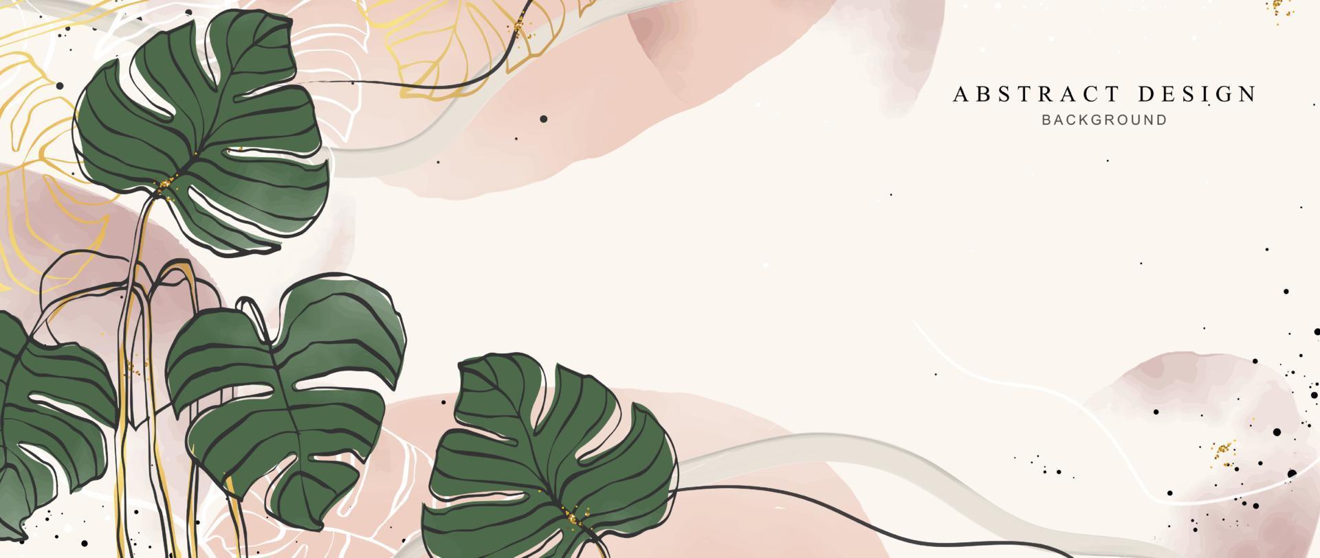Abstract art background creative. leaves and botanical line art wallpaper. Brush style. painting for postcard, wall decor, print, card, wallpaper, background. vector design