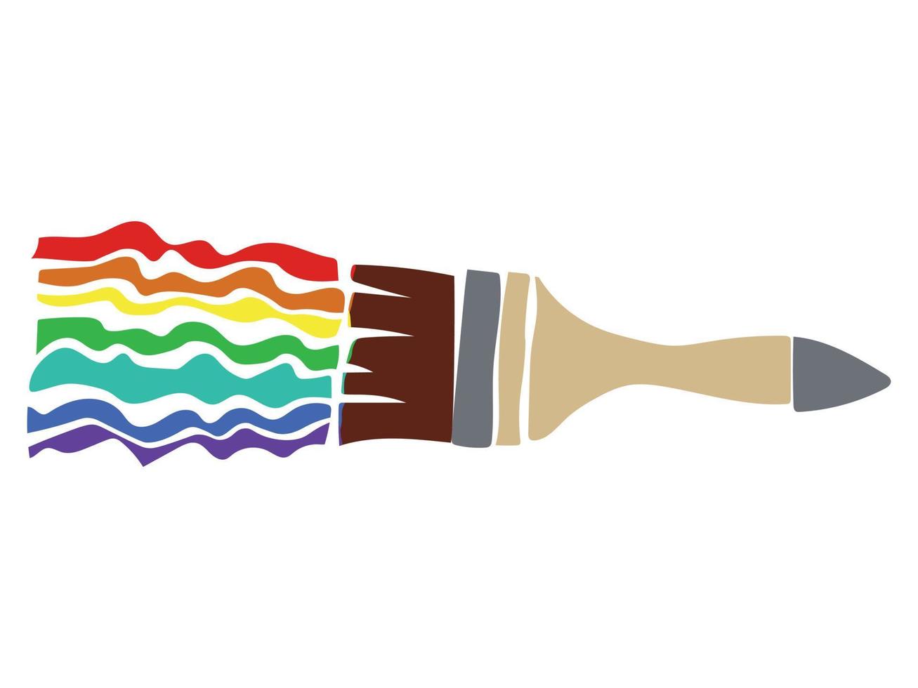 Rainbow paint brush silhouette, bright colorful brush for banner poster or postcard vector