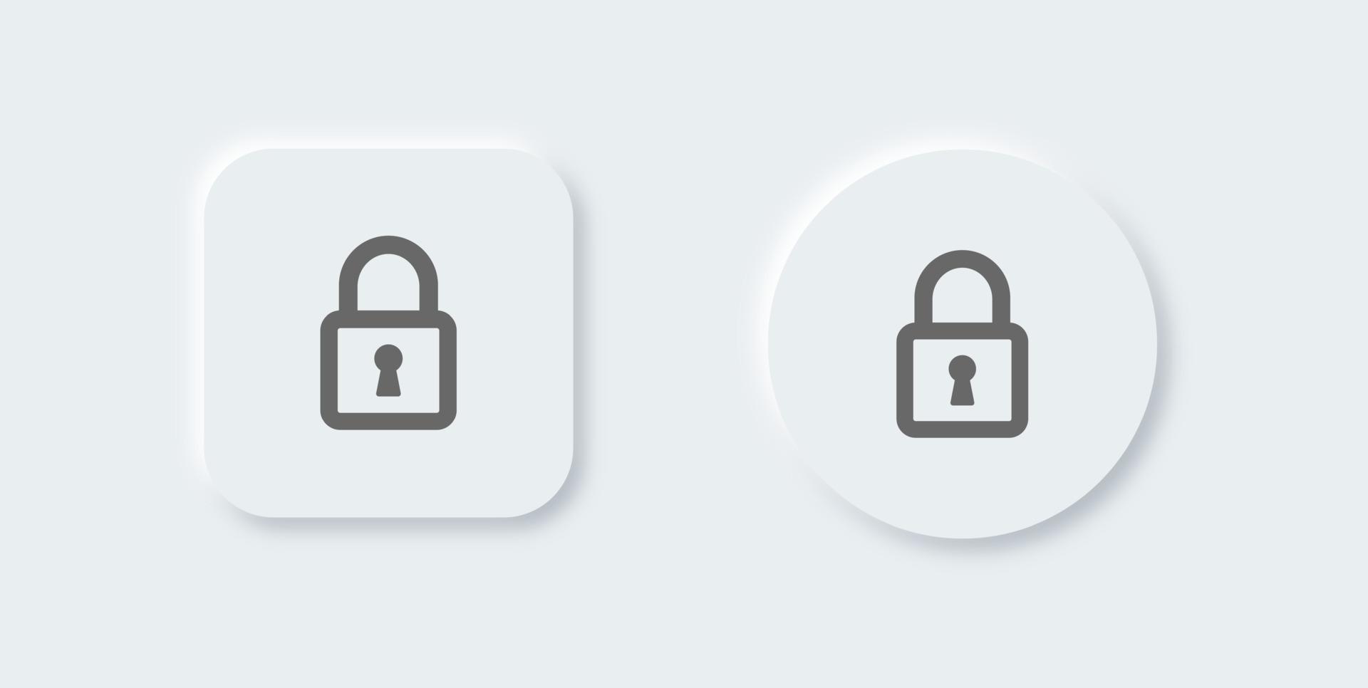 Locked line icon in neomorphic design style. Padlock vector icon.