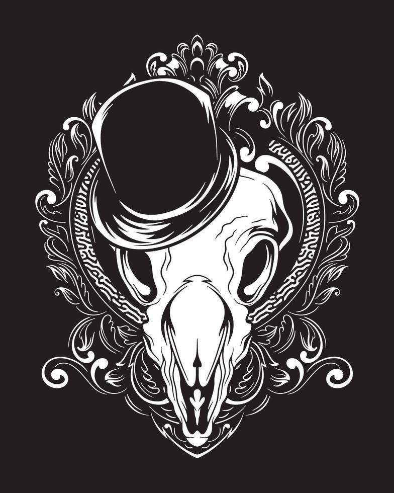 ilustración de arte de cráneo animal mago y diseño de camiseta vector