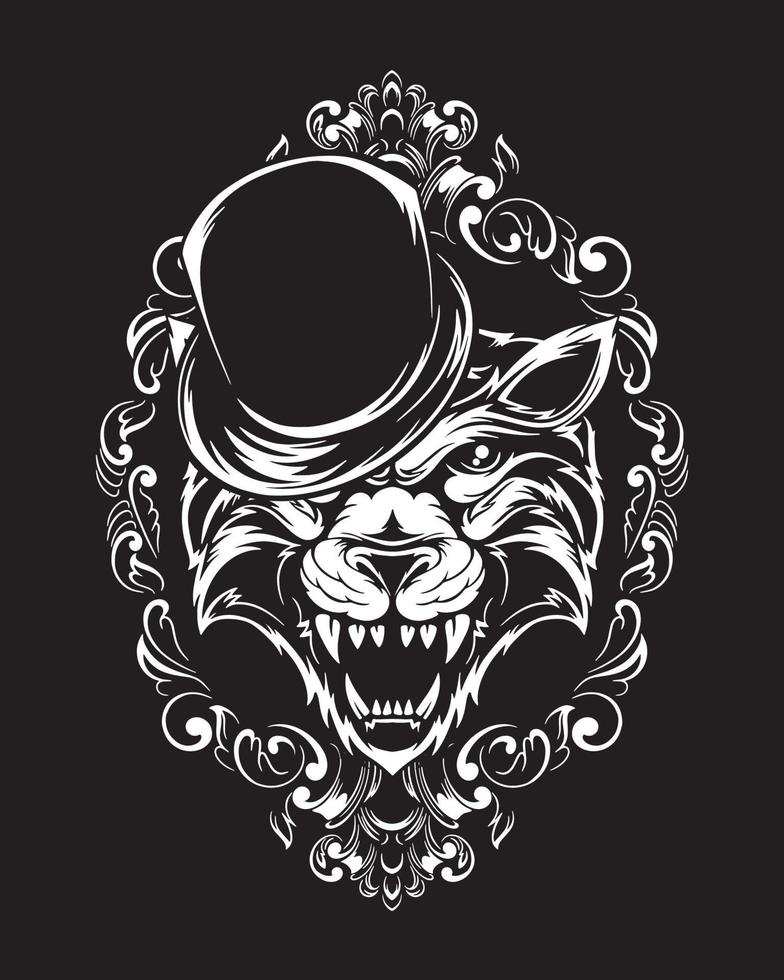 magician tiger artwork illustration and t shirt design vector