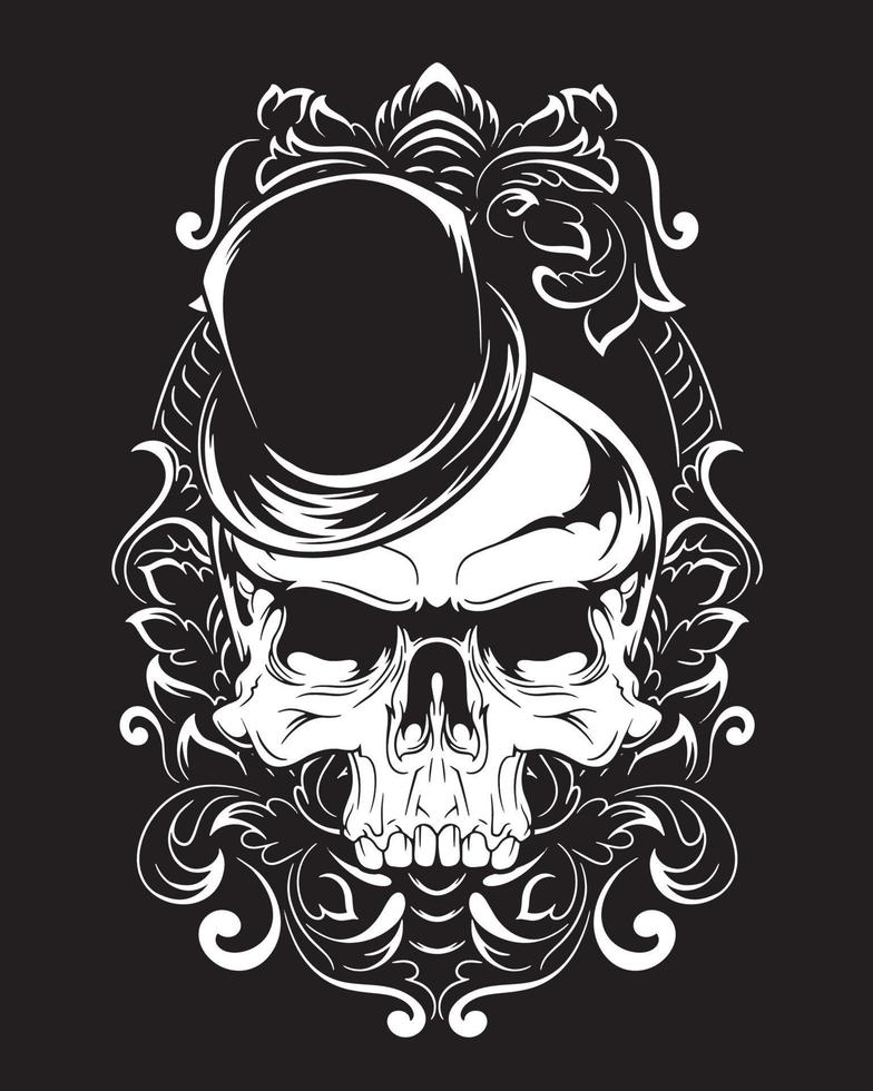 magician skull artwork illustration and t shirt design vector