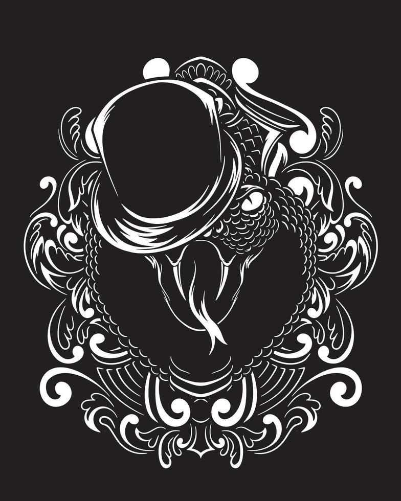 magician viper snake artwork illustration and t shirt design vector