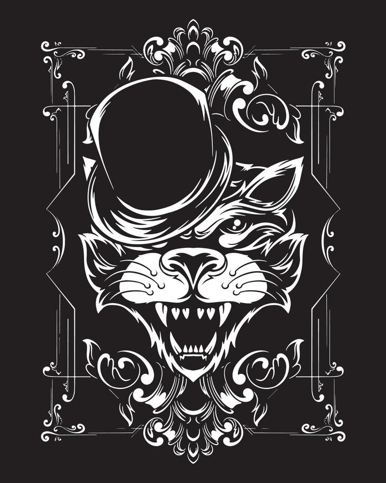 ilustración de arte de gato mago y diseño de camiseta vector