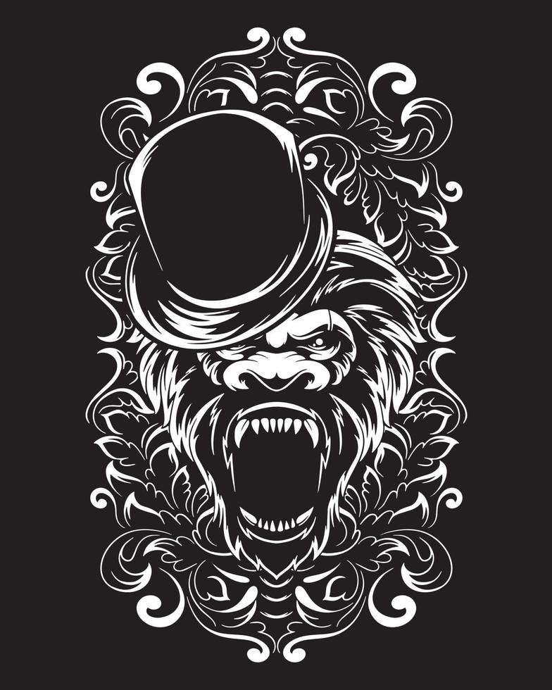 ilustración de ilustraciones de magician kong y diseño de camisetas vector