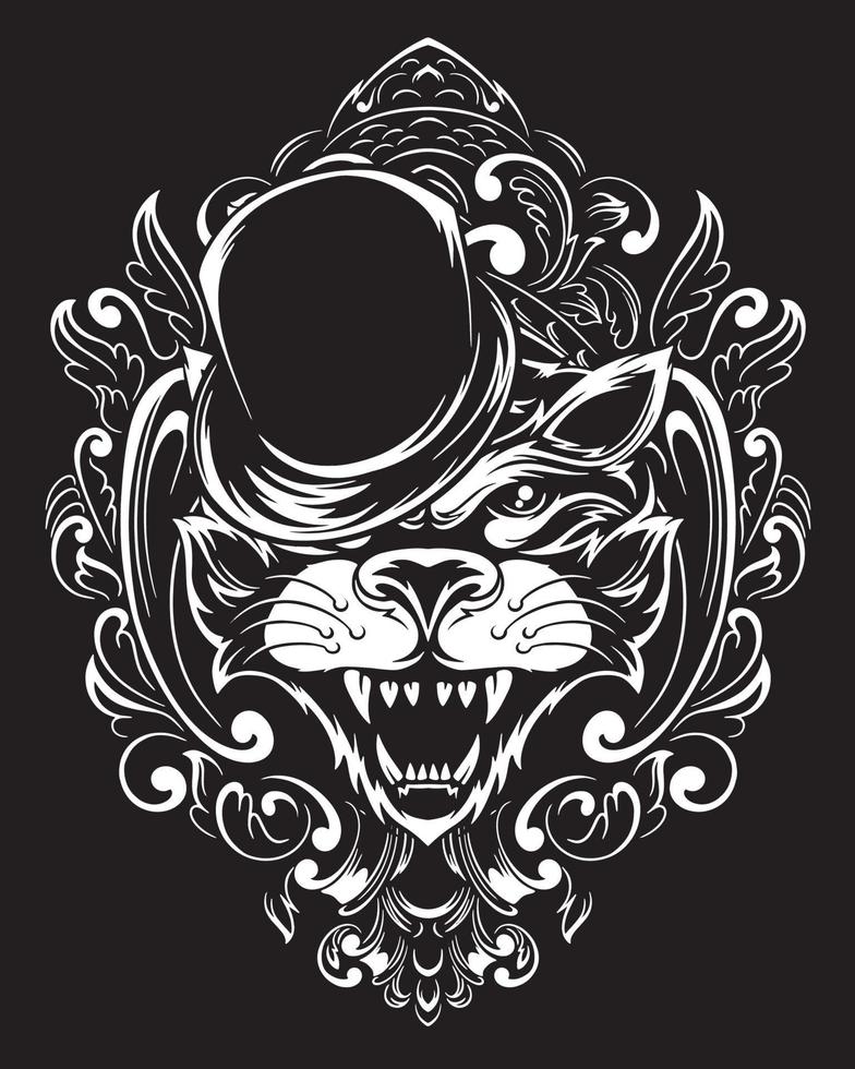 ilustración de arte de gato mago y diseño de camiseta vector