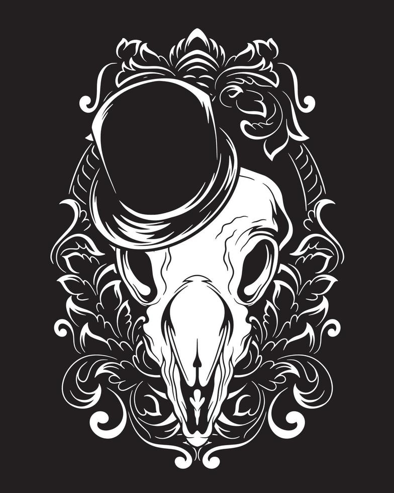 ilustración de arte de cráneo animal mago y diseño de camiseta vector