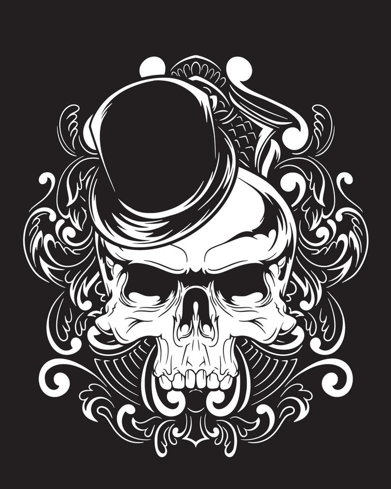 magician skull artwork illustration and t shirt design vector