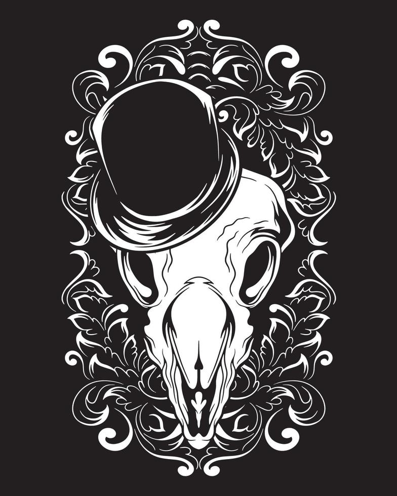 ilustración de arte de cráneo animal mago y diseño de camiseta vector