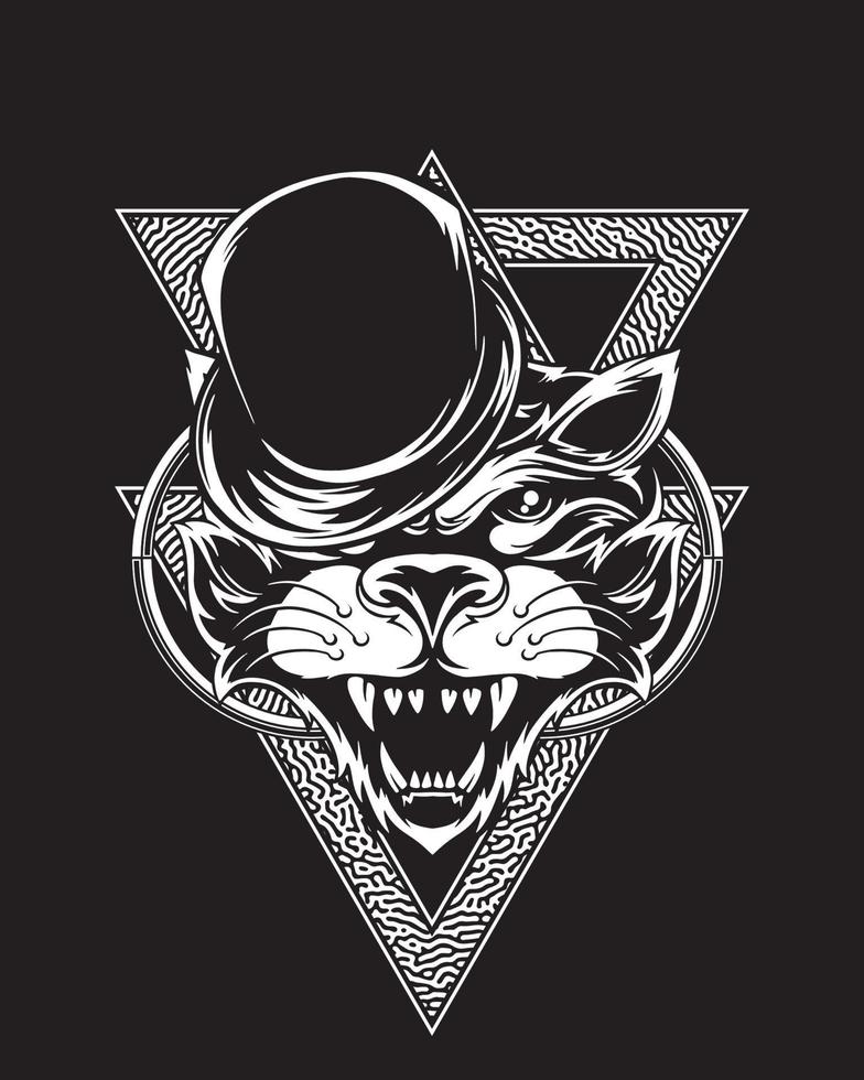 magician cat artwork illustration and t shirt design vector