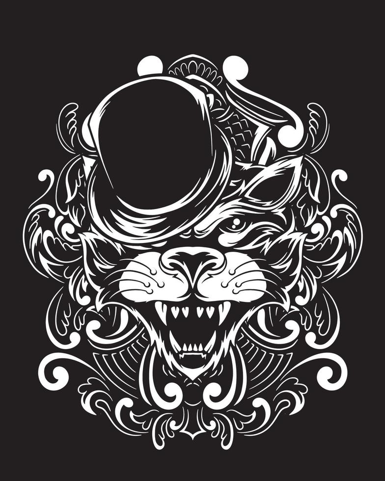 ilustración de arte de gato mago y diseño de camiseta vector