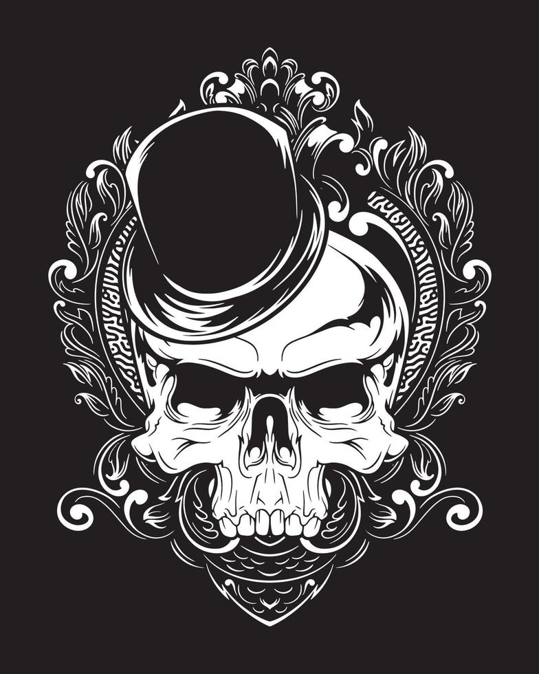 magician skull artwork illustration and t shirt design vector