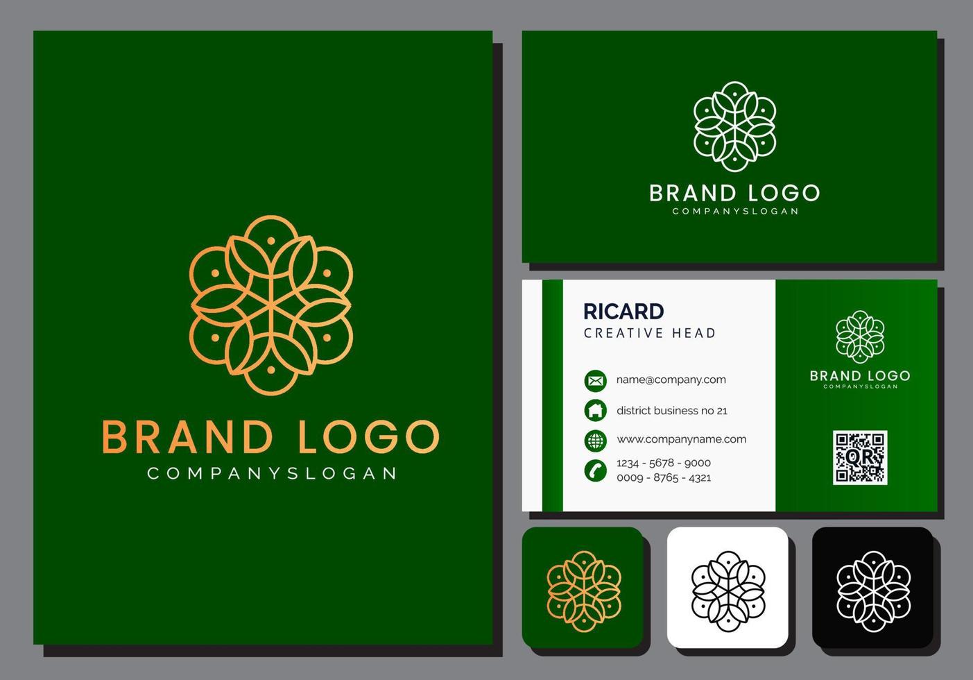plantilla de logotipo de belleza geométrica abstracta con tarjeta de visita vector