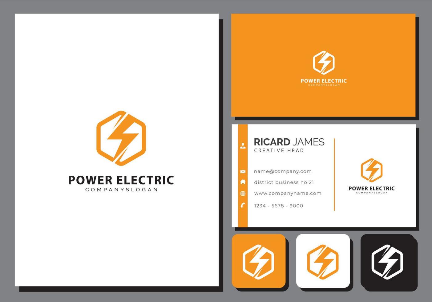 electric logo template with business card vector