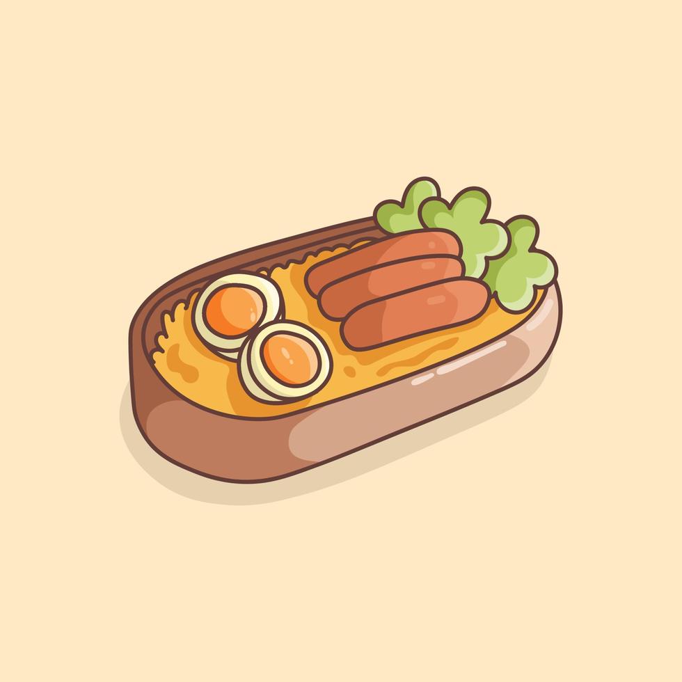 dibujado a mano deliciosa ilustración de menú bento vector