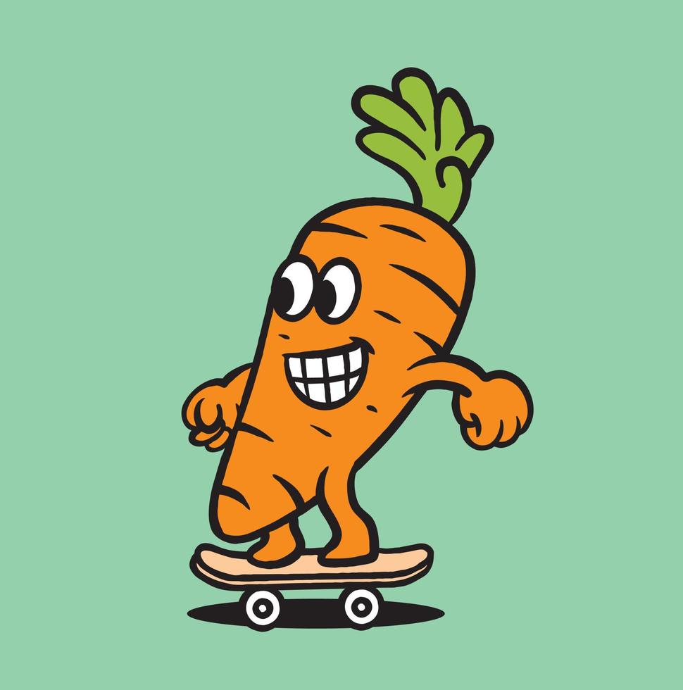 Ilustración de vector de mascota linda zanahoria vintage