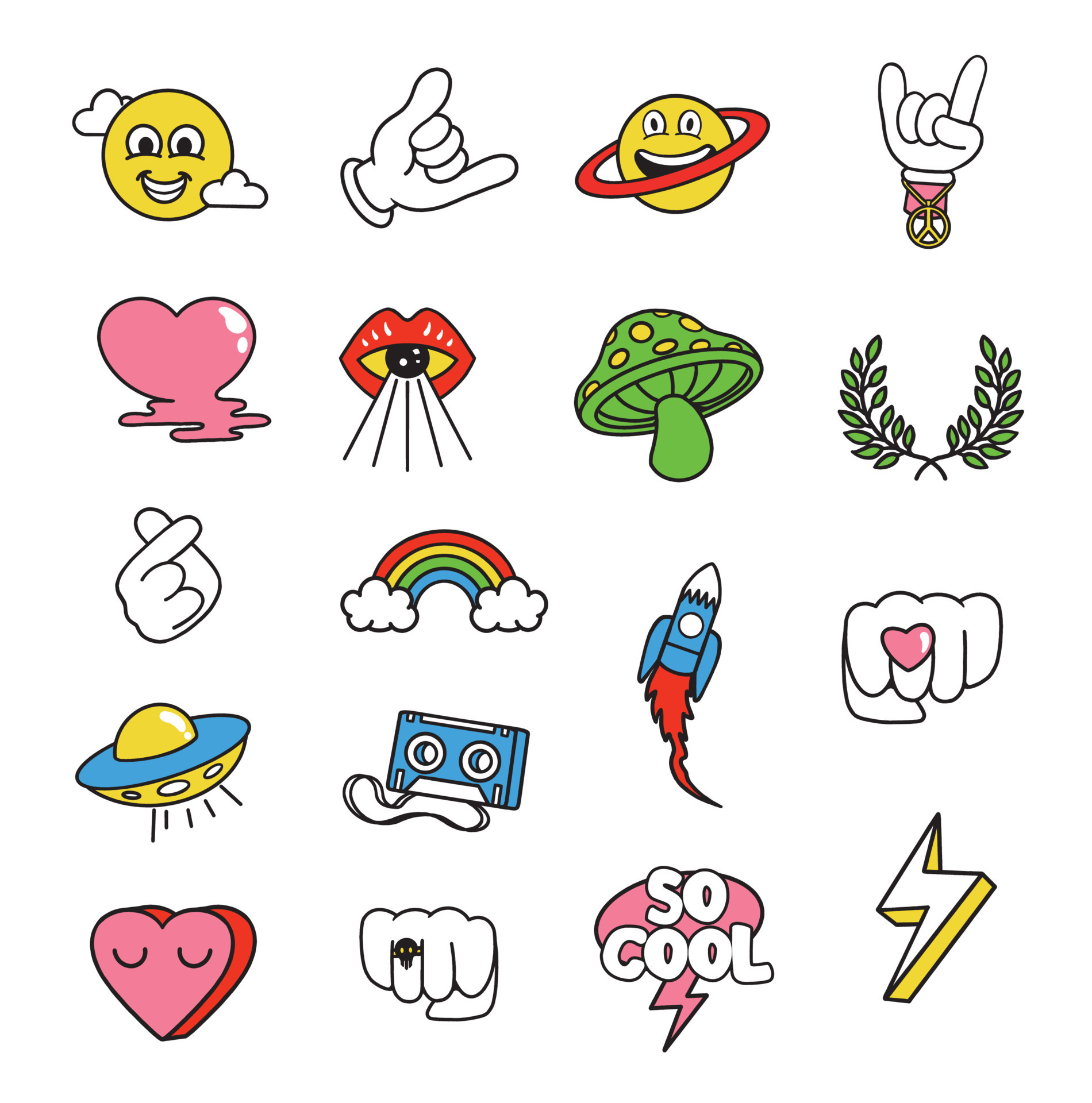 Cute sticker set collections Royalty Free Vector Image