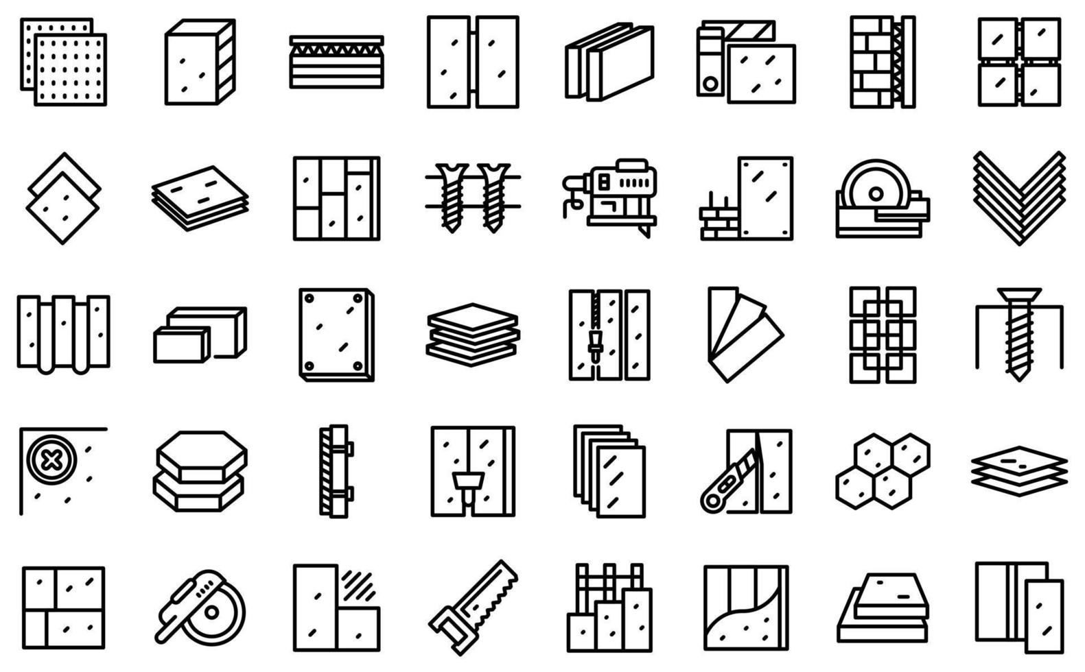 Drywall icons set outline vector. House plasterboard vector