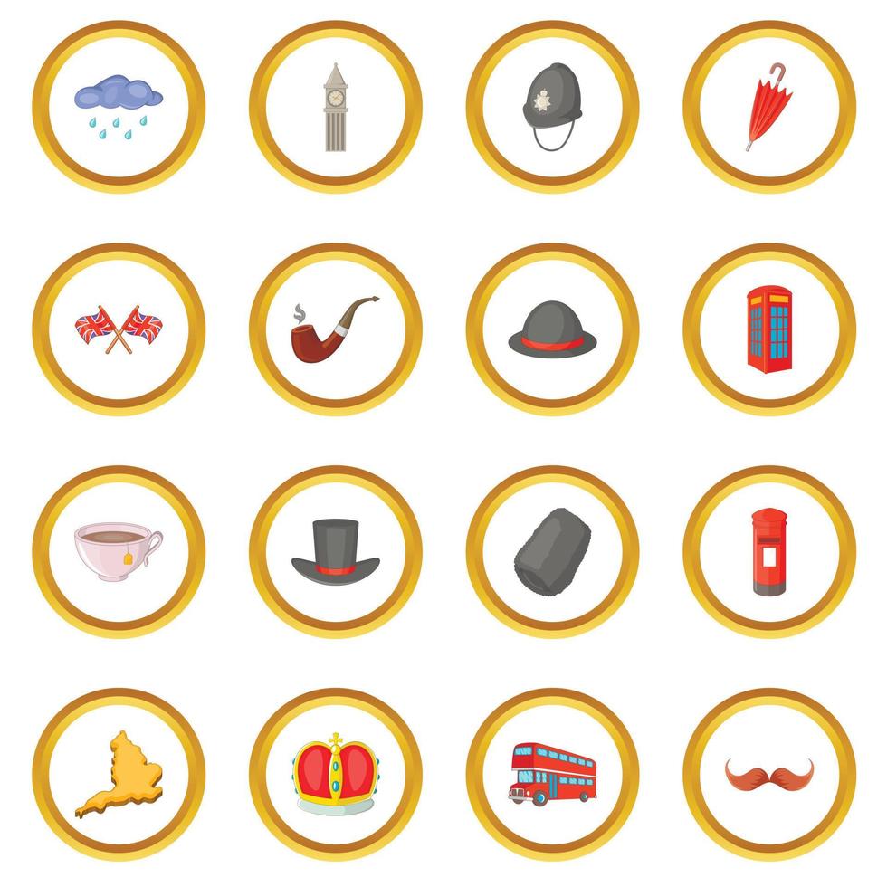 United kingdom travel icons circle vector