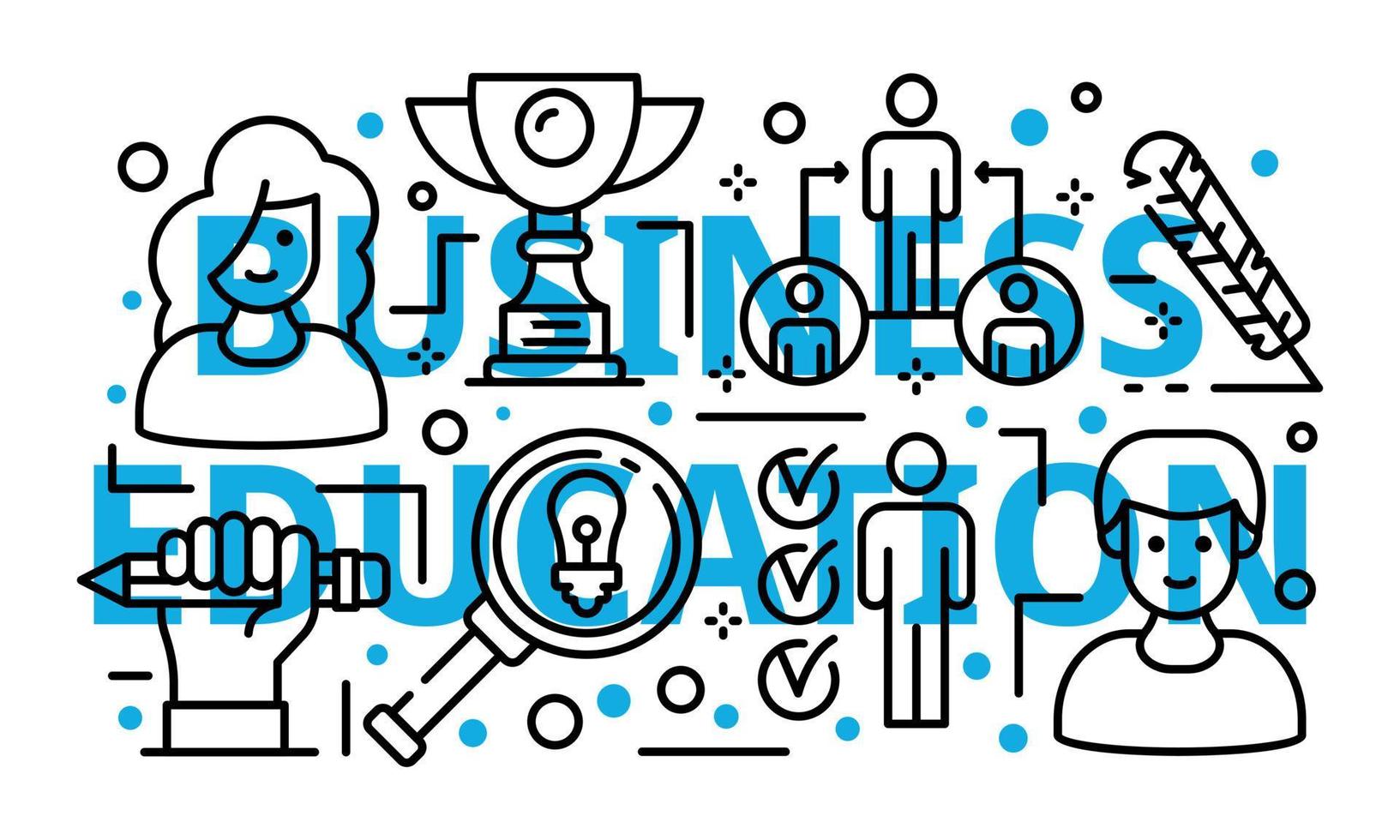 Business education banner, outline style vector