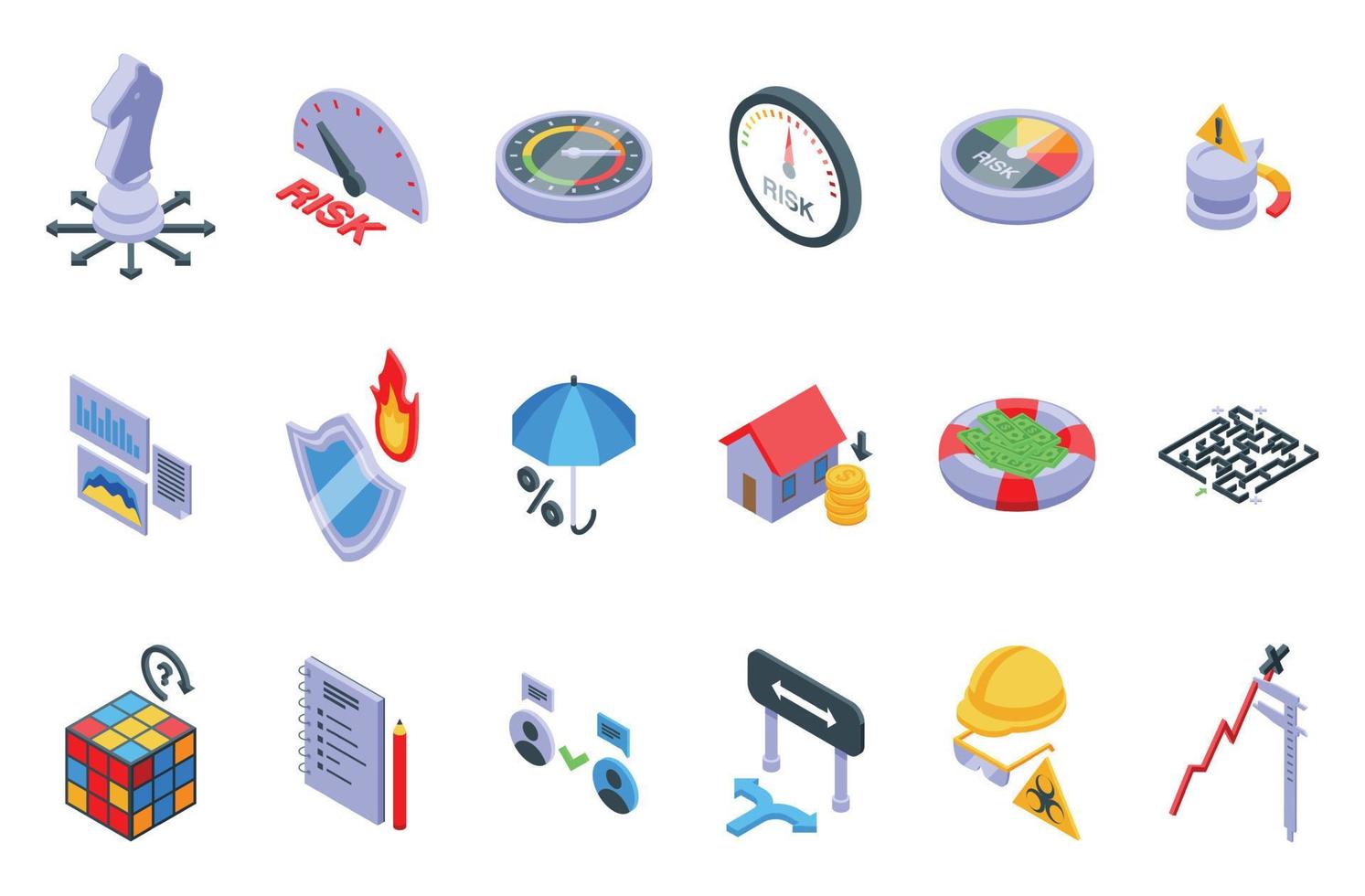 Risk management icons set isometric vector. Company business vector