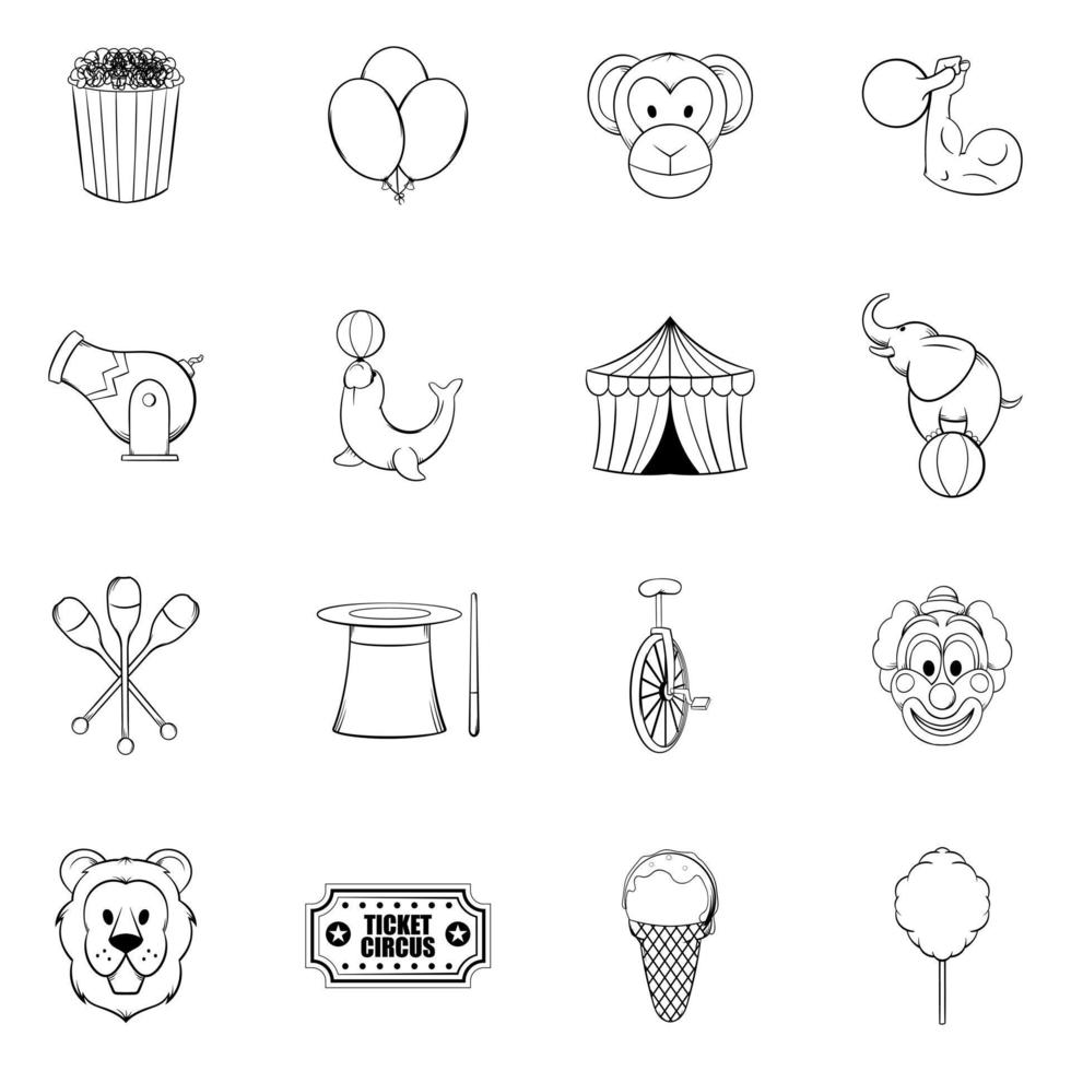 Circus Icons set vector outline