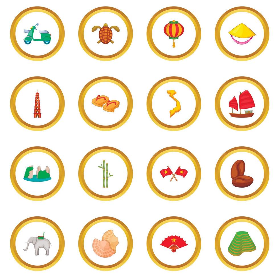 Vietnam travel icons circle vector