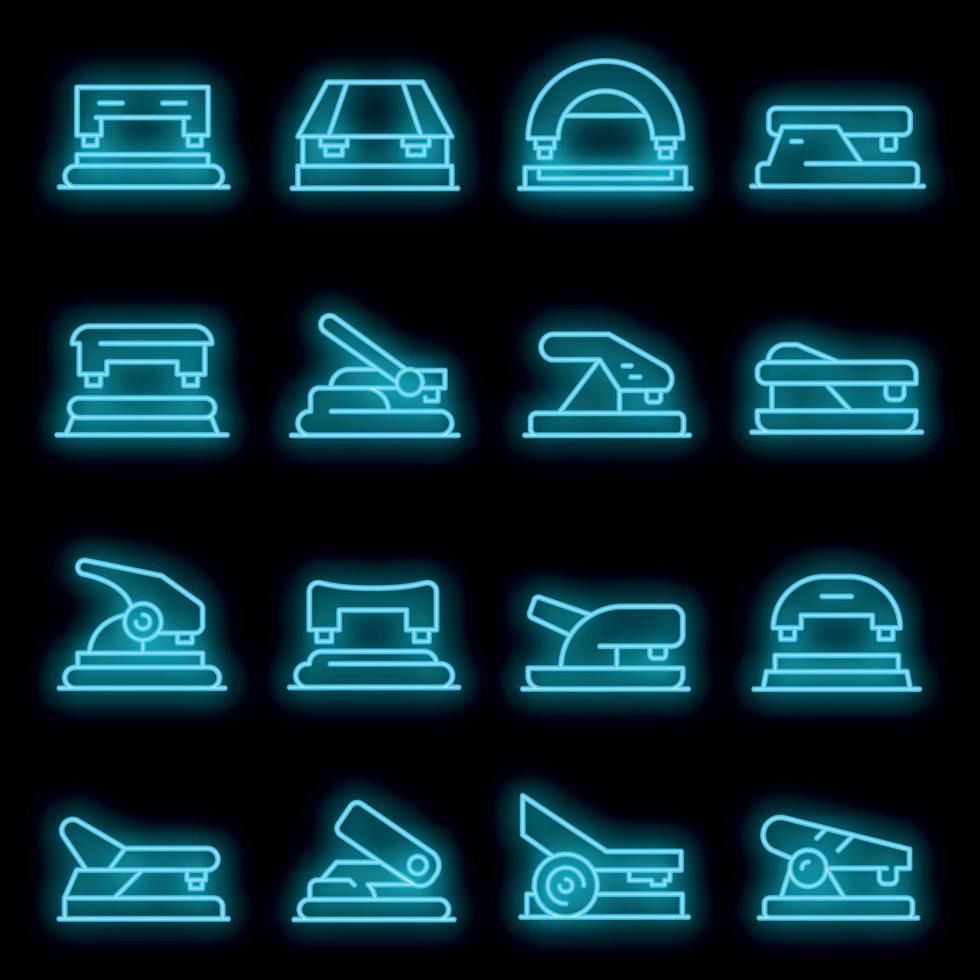 Hole puncher icons set vector neon